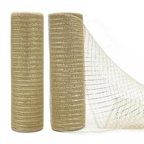 Fita de malha LEEQE Light Champagne 10cm x 20m para decoração Fita de malha LEEQE Light Champagne 10cm x 20m para decoração