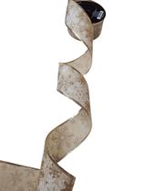 Fita de Natal Clássica Champanhe Flocos de Neve com Glitter Dourado 9 mts Cor:Champanhe com Glitter