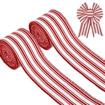 Fita de Natal com fio Whaline White Red 2,5 cm x 11 m Fita de Natal com fio Whaline White Red 2,5 cm x 11 m