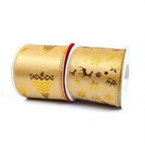 Fita De Natal Dourada Com Brilho 2,7m Para Laços E Árvore