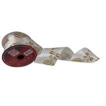 fita de natal para laços e presente branco c/ detalhes bola