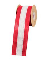 Fita de Natal Vermelho Com Bege 6,3cmx9,14m