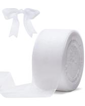 Fita de organza FAKILO, 5 cm de largura, branca, 46 m, rolo