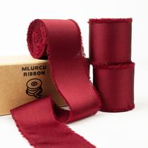 Fita de seda Mlurcu 3x1,5 polegadas x 19m vermelha escura feita à mão