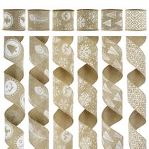 Fita de serapilheira com fio de Natal MEEDEE 6 rolos 6,3 cm x 5,5 m Fita de serapilheira com fio de Natal MEEDEE 6 rolos 6,3 cm x 5,5 m