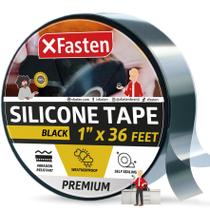 Fita de silicone autofusível XFasten 1cm x 11m impermeável preta Fita de silicone autofusível XFasten 1cm x 11m impermeável preta