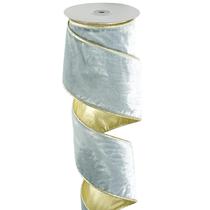 Fita de veludo azul empoeirado DINDOSAL 4" com fio 9 m x 30 pés