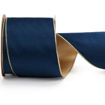 Fita de veludo com fio LaRibbons Navy Gold 10 jardas e 10 cm de largura Fita de veludo com fio LaRibbons Navy Gold 10 jardas e 10 cm de largura
