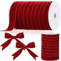 Fita de veludo cor de vinho de Natal Chuangdi, 1 polegada e 60 jardas, fitas largas de veludo vintage para enfeites de árvores de Natal, buquês de flores, chá de bebê, coroa de casamento, fabricação de laços, gargantilha artesanal, faça você mesmo