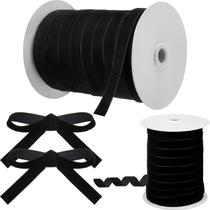 Fita de veludo de Natal Chuangdi 1,6 cm x 55 m preta