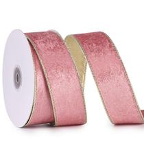 Fita de veludo decorativa DINDOSAL 3,8 cm x 9,1 m em ouro rosa