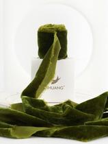 Fita de veludo HUIHUANG 5 cm, seda desgastada feita à mão, 2,7 m, verde