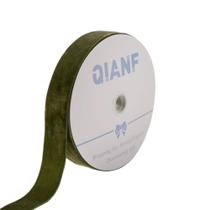 Fita de veludo QIANF 3,8 cm x 22,9 m de Natal verde musgo