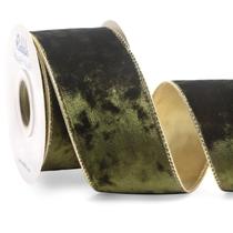 Fita decorativa: 6,4 cm, fio de veludo, 9,1 cm, verde-oliva Fita decorativa: 6,4 cm, fio de veludo, 9,1 cm, verde-oliva