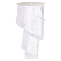 Fita decorativa BUVANE 6,4 cm x 9,1 m de veludo branco com fio