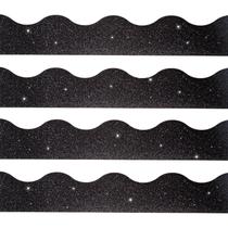 Fita decorativa com acabamento em fita FobsMe Glitter Scalloped Black 30,5 m