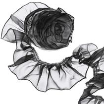 Fita decorativa com acabamento em renda de organza preta ANCIRS de 3 jardas Fita decorativa com acabamento em renda de organza preta ANCIRS de 3 jardas