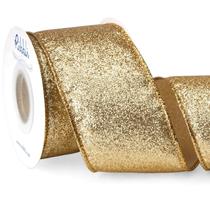 Fita decorativa com fio de 6,5 cm x 9,1 cm de glitter dourado