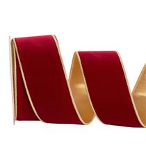 Fita decorativa CSZD RIBBON Dark Red Velvet 6,5 cm x 9,1 m