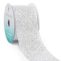 Fita decorativa CT CRAFT LLC 6,4 cm x 9,1 m prateada com glitter