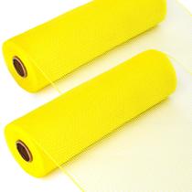 Fita decorativa de 25 cm x 9 m, malha amarela, 2 rolos