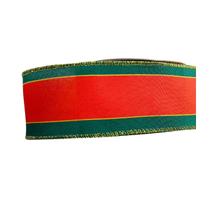 Fita Decorativa de Natal Aramada Verde Vermelho 9,14 Metros Tok da Casa