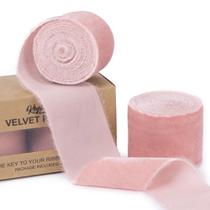 Fita decorativa de veludo rosa empoeirado Keypan 3 jardas e 3,8 cm