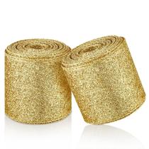 Fita decorativa Dilunave Gold 6,3 cm x 9,2 m 2 rolos