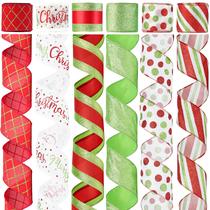 Fita decorativa DINDOSAL 2,5" Christmas Wired 36 jardas