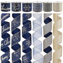 Fita decorativa DINDOSAL azul marinho dourado 6 rolos 6,1 m