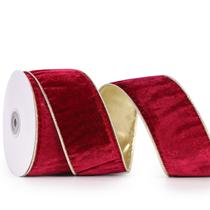Fita decorativa DINDOSAL Burgundy Velvet 6,5 cm x 9 m com fio