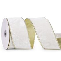 Fita decorativa DINDOSAL de veludo branco com fio 6,3 cm x 9 m