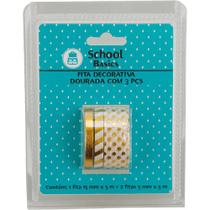 Fita Decorativa Dourada 3 Unidades - School Basics