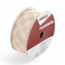 Fita decorativa dourada losango - 6,3cm x 4,57m Fita decorativa dourada losango - 6,3cm x 4,57m