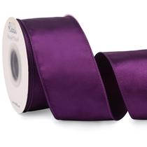 Fita decorativa: fita de cetim com fio 6,35 cm x 18 cm, roxa