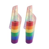 Fita decorativa GouzaAK Rainbow Deco Mesh 25 cm x 9 m 2 rolos