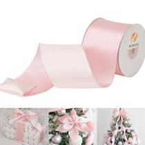 Fita decorativa HUIHUANG 2,5" rosa branca cetim 9 m Fita decorativa HUIHUANG 2,5" rosa branca cetim 9 m