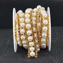 Fita decorativa Jerler Rhinestone Trim 91 cm Pearl 2 linhas Fita decorativa Jerler Rhinestone Trim 91 cm Pearl 2 linhas