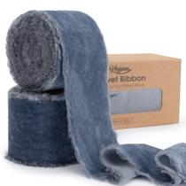 Fita decorativa Keypan Dusty Blue Velvet 6 jardas e 6,5 cm de largura