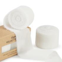 Fita decorativa Keypan Fita de veludo branco com 3,8 cm de largura