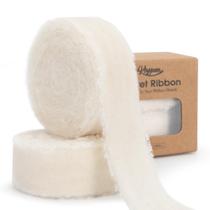 Fita decorativa Keypan Velvet Desfiada 2,5 cm x 5,5 m Creme