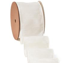 Fita decorativa LAribbons 6,4 cm x 9,1 m, borda com fio de marfim