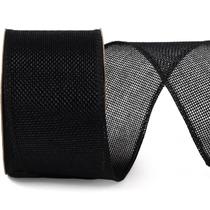 Fita decorativa LaRibbons Black Burlap 6,35 cm x 11 m com fio Fita decorativa LaRibbons Black Burlap 6,35 cm x 11 m com fio