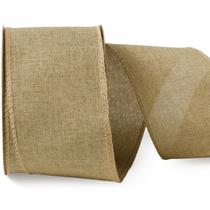 Fita decorativa LaRibbons de linho natural com fio de 6,4 cm x 11 m Fita decorativa LaRibbons de linho natural com fio de 6,4 cm x 11 m