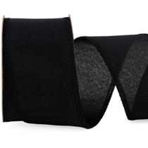 Fita decorativa LaRibbons de linho preto com fio 6,35 cm x 11 m Fita decorativa LaRibbons de linho preto com fio 6,35 cm x 11 m