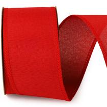 Fita decorativa LaRibbons de linho vermelho com fio 6,4 cm x 11 m