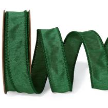 Fita decorativa LaRibbons Dupioni com fio de 2,5 cm x 9,1 m verde