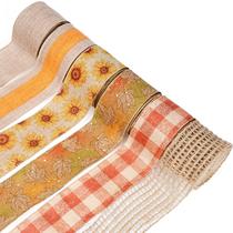 Fita decorativa LaRibbons Fall Burlap Plaid 6 rolos 6m Fita decorativa LaRibbons Fall Burlap Plaid 6 rolos 6m