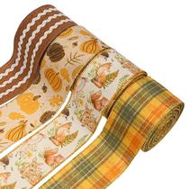 Fita decorativa LaRibbons, serapilheira de outono, xadrez, com fio, 6 m, 4 rolos Fita decorativa LaRibbons, serapilheira de outono, xadrez, com fio, 6 m, 4 rolos