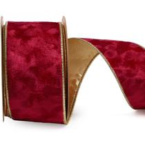 Fita decorativa LaRibbons Velvet com fio 6 cm 9 m vermelha